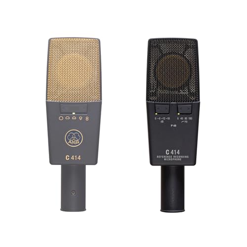 Image of AKG Pro Audio C414XLS Pair Studio Grade Professional Large Diaphragm, Dual Capsule, Multi-Pattern, Vocal & Instrument Condenser Microphone with Aluminum Carrying Case. XLR Connector. Gray with Gold.