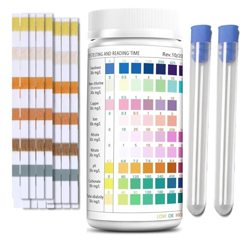 Teststreifen Aquarium, Aquarium Zubehör FüR RegelmäßIge WasserqualitäTskontroll, Nitrit Teststreifen, 100 StüCk Inklusive 2 TeströHrchen, Wassertest FüR Aquarien
