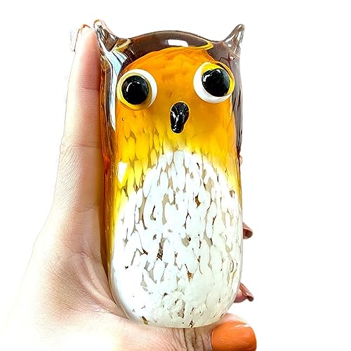 Hand Blown Glass Owl Figurines Handmade Wild Animal Paperweight Glass Sculpture Table Ornament Home Decoration Christams Gift