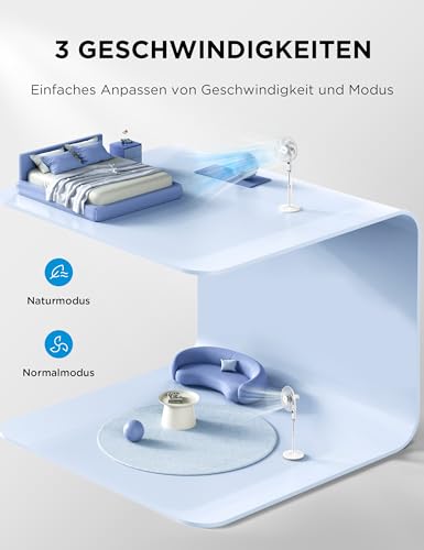 Midea FS40-23MR Standventilator mit 3 Geschwindigkeiten, Teleskophöhe und -größe, Fernbedienung, duales Beschleunigungssystem, 90-Grad-Schwingung nach links und rechts 4