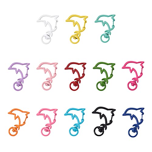 Craftdady 26Pcs Colorful Lobster Claw Clasps Zinc Alloy Dolphin Spring Snap Swivel Clasps Animal Trigger Keychain Clip Fastener For Hanging Lanyard Key Pouch Jewelry Art Crafts #TOP15