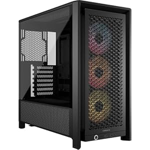 CORSAIR 4000D RS ARGB Frame Modular Mid-Tower ATX PC Case, High Airflow, 3X Pre-Installed RS Fans, InfiniRail™ Mounting System, ASUS BTF, MSI Zero, Gigabyte Stealth, Black