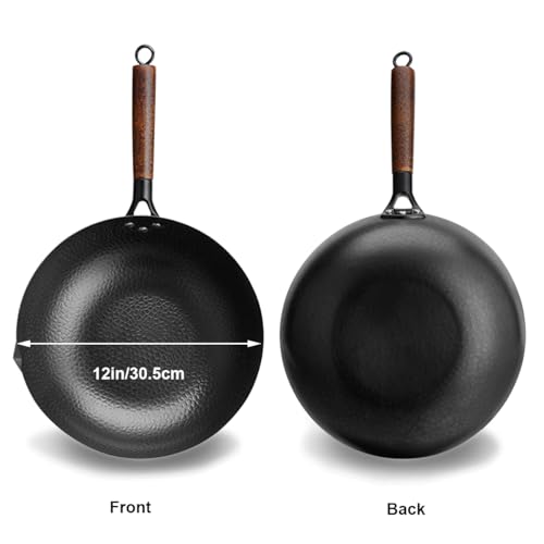 Wok de acero de carbono 12 pulgadas con mango ergonómico y tapa miniatura 2