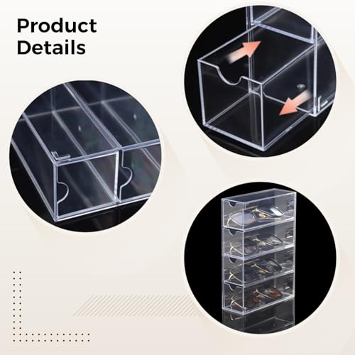 Packool Schutzbrillenhalter, Brillen-Organizer aus Acryl, 4-stufiger Brillenaufbewahrungsspender für den Schreibtisch, transparenter Brillenhalter für Zuhause und Büro