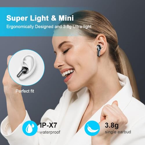 Image of Wireless Earbuds, 2026 Bluetooth 5.4 Headphones NEW Ear Buds 40H Bass Stereo in-Ear Earphones ENC Noise Cancelling Earbuds with 4 HD Mic, USB-C LED Display IP7 Waterproof Sport Headset for Android iOS