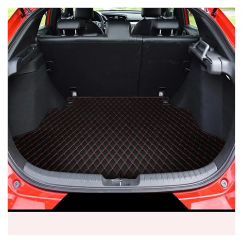 Tapis de coffre Civic Hatchback étanche anti-saleté en cuir PU noir rouge