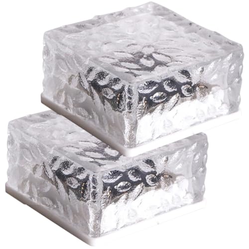 Lampe solaire extérieure cube en plastique x2 pour éclairage de jardin