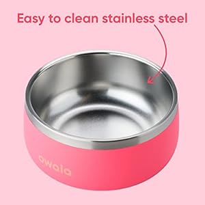   Owala-Pet-Bowl-Durable-Stainless-Steel-Food-and-Water-Bowl-for-Dogs-Cats-and-All-Pets-Non-Slip-Base-24oz-Pink-Hyper-Flamingo