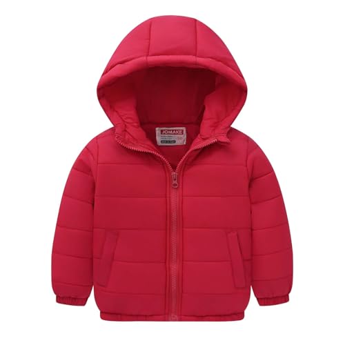 Unisex Boys Girls Winter Coats Lightweight Hooded Puffer Jacket Kids Long Sleeve Zip Up Outwear with Hood 1-9 Years