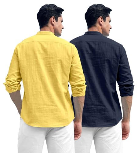 Image of Zombom Men's Kurta || Chinese Collar Long Sleeves || Straight Hip Length Kurtas || Short Kurta for Men || for Festival || Function || Occasion Wear Fancy Kurta for || Best Gifts for Men