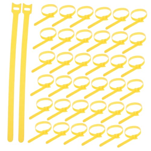 jojofuny 100pcs Bridas Reutilizables para Cables con Cinta Autoadhesiva para Gestión de Cables bajo Escritorio y Envoltura de Cables Amarillo 12x300mm miniatura 1