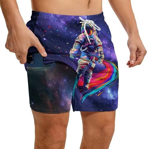 Men's Swim Trunks with Compression Liner 5 Inch Bathing Suit Beach Swimsuits Board Shorts for Men2