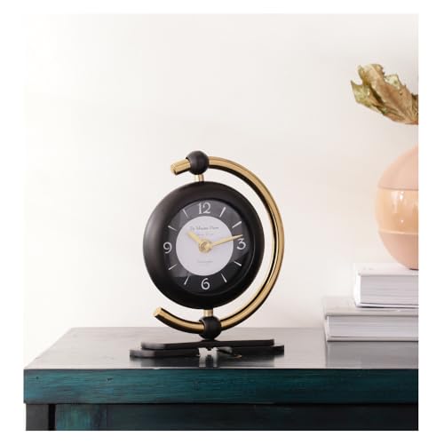 Image of Decor de Maison Brings Handcrafted Aleksi Mini Table Clock for KidsRoom, Living Room, Bedroom, Study Table | Classic Non-Ticking Tabletop Battery Operated Analog Desk Clock (Black)