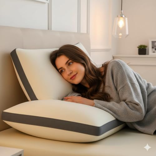Image of Premium Microfiber Gusset Pillow with 3D Fiber Filling | Extra Firm Neck & Head Support | Luxury Sleeping Pillow, 12x20 Inch