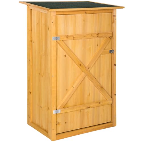 tectake® Caseta Jardín Exterior de Madera Impregnada, Impermeable, Armario Con 2 Estantes y Puerta Doble, Cobertizo, Amplio