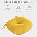 HOMELYSIAN Round Outdoor Chair Cushions, Tufted Bistro Chair Cushions with Ties, Thickened Round Seat Cushion for Patio Furniture, 2 Pack, 15x15 Inch, Yellow