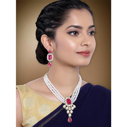 Image of Peora Crystal Faux Pearl Jewellery Gift Set for Women