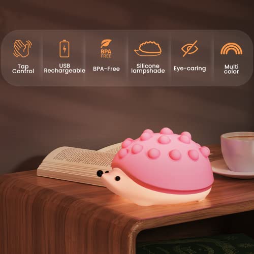 Afootry Night Light For Kids, Cute Hedgehog Night Light,Colors Change Kids Night Light For Kids Room Nursery Toddler Baby Night Light Room Decor Kawaii Gift,Silicone Rechargeable Touch Lamp(Purple) #TOP1