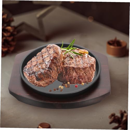 Plat à steak fonte robuste et son support bois noble - 8