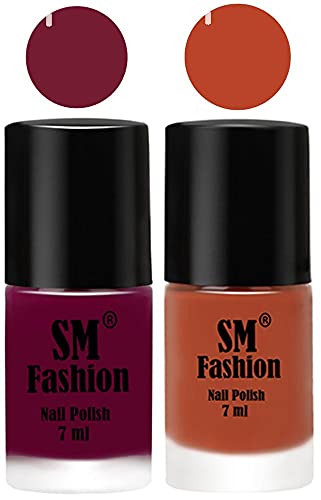 Image of Long Lasting Nail Polish | Nail Paint Combo 7 ml Each) - Set of 2 Mulberry-Light Coral
