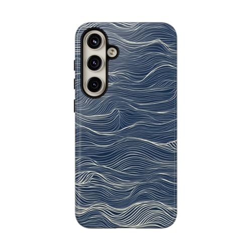 Coque Samsung S24 Plus motif ligne ondulée bleu marine rigide antichoc