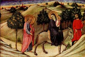 Flight to Egypt Peinture à l'huile Sano di Pietro pour une déco de salon élégante