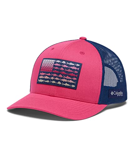 Image of Columbia Unisex PFG Fish Flag Mesh Snap Back - Low, Ultra Pink /Carbon, One Size