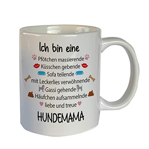 Beckers Beste Tiernahrung Tasse mit Motiv Spruch Ich bin eine Hundemama 350ml - Lustige Teetassen - Kaffeetasse lustig - Geburtstagsgeschenk