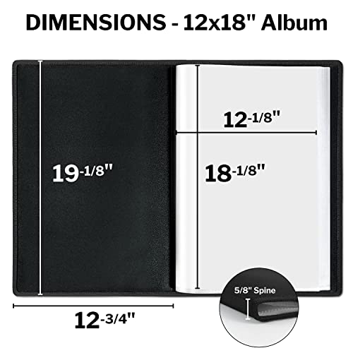 Dunwell 12X18 Art Portfolio - (Black), 12 X 18 Poster Album, Portfolio Folder For Architects & Artists, 18X12 Or Arch B Paper Folder Binder With Plastic Sleeves, Acid Free 24 Pocket Display 48 Pages #TOP1