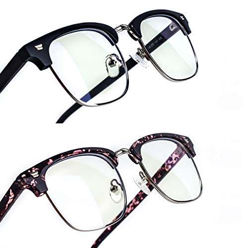 Blue Light Blocking Glasses 2 Pack, Raylove Anti Glare And Relieve Eyes Fatigue, Uv400 Computer Reading/Gaming/TV/Phones Glasses For Men& Women (Sand-Black+ Red Flower )