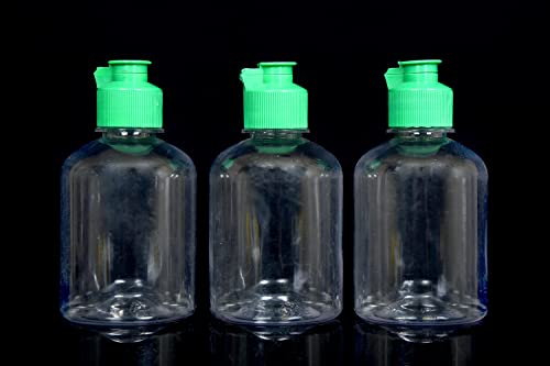 Water Care Technologies BELL Shape Empty Bottle | Green Flip Top Cap Bottles | Empty PET Bottles | Multipurpose Uses For Filling & Storage | Transparent Portable Containers / 250ML / Pack of 3