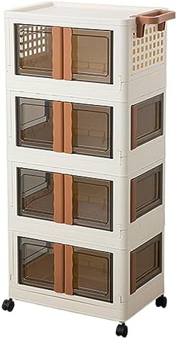 Rolling Bathroom Cart - Mobile Storage Organizer for Living Room, Kitchen, Bedroom & Entryway - Folding Trolley with Doors for Easy Access & Versatile Use