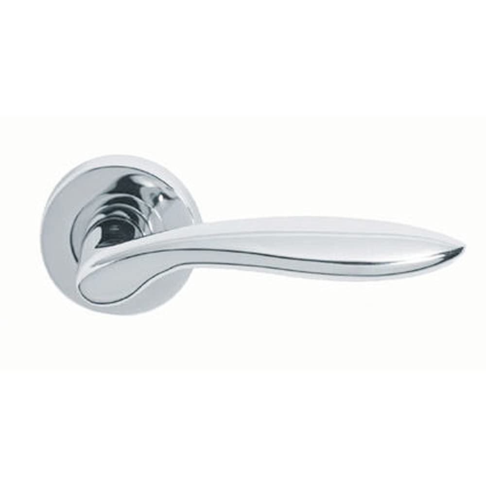 Loops Polished Chrome Pair Smooth Ergonomic Handle On Round Rose - Concealed Fix - | Door Handle Lever On Screwless Rose - Internal Door Hardware - Screws, Fixings And Spindle Included
