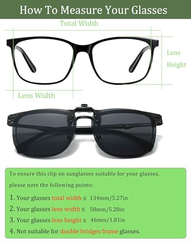 Image of Polarized Clip On Sunglasses, Flip Up Anti-Glare Driving Clip-on Shades, UV400 Protection Lens for Men Women