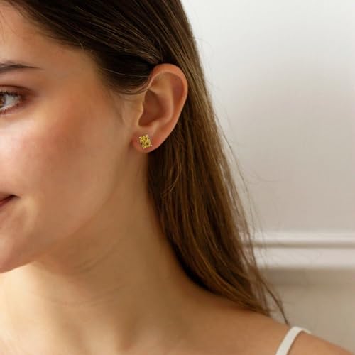 1.5CT Radiant Cut Diamond Earrings 925 Sterling Silver White/Red/Blue/Pink/Yellow Diamond Studs with 6x8mm Sparkly Simulated Diamond Cubic Zirconia Studs Earrings for Christmas Valentines Birthday Mother's Day Gifts3