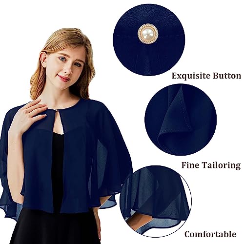 Ciormis Chiffon Capelet Women's Soft Shawls and Wraps for Evening Dresses, Wedding Formal Dress Shawl Cape Cover up4