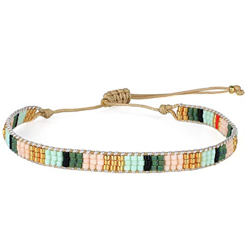 KELITCH Crystal Nail Miyukyi Beads Wax Rope Bracelets Friendship Bracelets for Women New Summer Charm Bracelets (Colorful R)