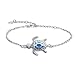 AMIGUO Bracelet Tortue de mer Opale Bleue Bracelets en Argent Sterling Bijoux pour Femmes Cadeaux Bracelet réglable à 4 Niveaux