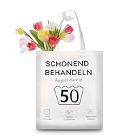 Neerow 50 Geburtstagsgeschenke Jutebeutel, 50 Geburtstag Stoffbeutel, 42 x 35 cm Stofftasche Baumwolltasche, Einkaufstasche Tragetasche für Frauen Mutter Oma Freunde Geburtstag Geschenke