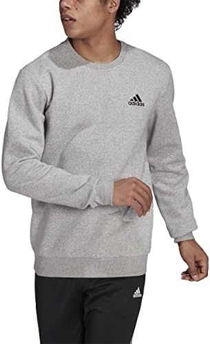 adidas Men's Size Essentials Fleece Sweatshirt, Medium Grey Heather/Black, X-Large/Tall