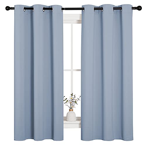 Image of NICETOWN Bedroom Blackout Curtains for Windows, Vintage Blue Window Treatment Drapes, Home Fashion Thermal Insulated Blackout Curtain Panels for Bedroom (1 Pair, 42 inches Wide by 63 inches Long)