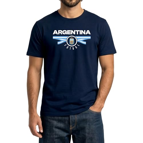Icon Sports Officially Licensed Argentine Football Association Cotton T-Shirt - Unisex Adult - AFA643CT Navy L