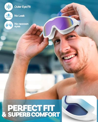 Image of Swim Goggles 2 Pack, Wide View Anti Fog&UV Swimming Goggles for Audlt, No Leaking Swim Glasses for Men Women Youth