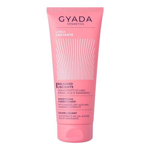 GYADA COSMETICS, Balsamo Lisciante, Leggero, Disciplinante e Antistatico per Capelli Lisci, Setosi e Luminosi, con Estratti di Lino, Avena, Acai e Amaranto, 200 ml