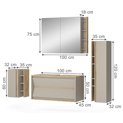 Vicco Set Di Mobili Da Bagno Cachemire 4 Parti - 2
