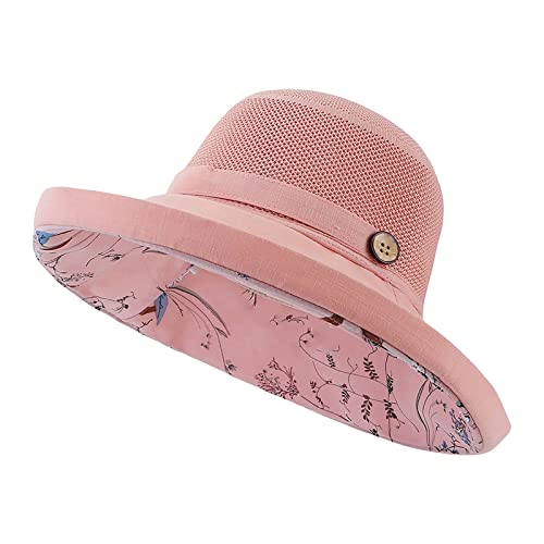 Sombrero de sol para mujer de 4 años, sombrero de pescador de doble grosor, sombrero de sol, boina blanca para hombre, rosa, M