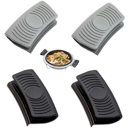Asas de Silicona para Ollas,4 Piezas Mangos Silicona con Aislamiento térmico,Agarraderas Manoplas para Ollas,Agarraderas Olla,Protector Mango Caliente sartén