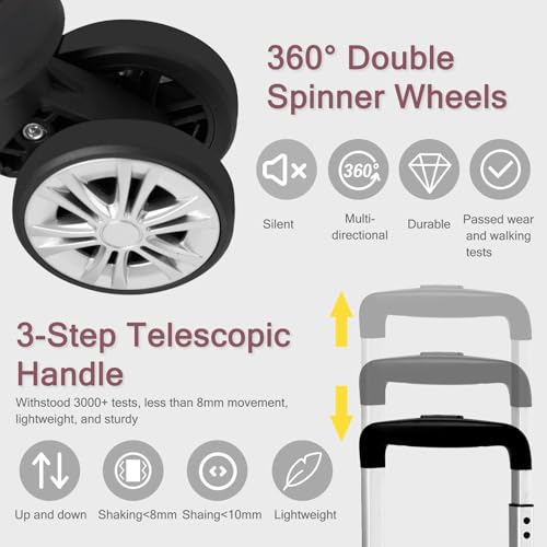 Suitcases with Wheels 3-Piece Hardside Luggage Set with Spinner Wheels, Scratch-Resistant Surface, Gray, (20", 24", 28")4