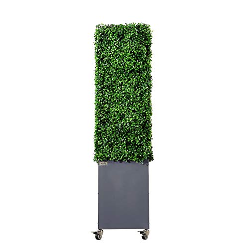 Agpl Artificial Boxwood Hedge With Gray Color Stainless Steel Planter Box And Caster. Moveable Privacy Decorative Wall Backdrops 48" W X12 D X 51“H … #TOP2