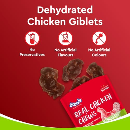 Image of Drools Puppy & Adult Dog Treats Dehydrated Chews Giblets 70g | Real Chicken Flavour | Vital Nutrients | Digestive Health | Protein-Packed | Tasty & Nutritious